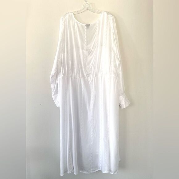 Torid White Button-Down Long Sleeve Dress Lined Slip Embroidered XXL Cottagecore - Picture 8 of 13